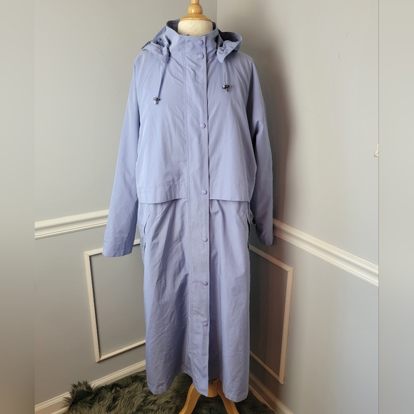 L.L. Bean Jackets & Blazers - L.L. Bean Periwinkle VTG Detachable Hood Lining Full Length Trench Raincoat 2X